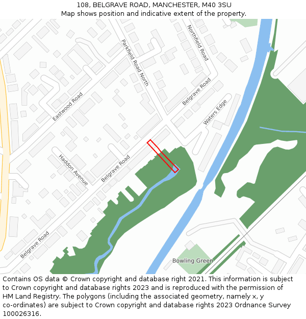 108, BELGRAVE ROAD, MANCHESTER, M40 3SU: Location map and indicative extent of plot