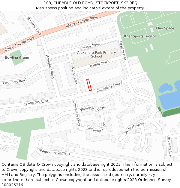 108, CHEADLE OLD ROAD, STOCKPORT, SK3 9RQ: Location map and indicative extent of plot