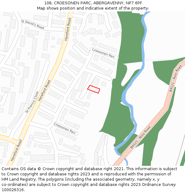 108, CROESONEN PARC, ABERGAVENNY, NP7 6PF: Location map and indicative extent of plot