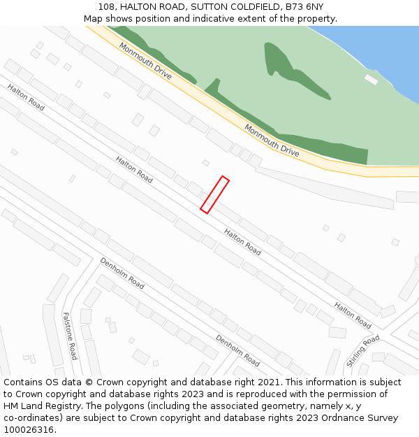 108, HALTON ROAD, SUTTON COLDFIELD, B73 6NY: Location map and indicative extent of plot