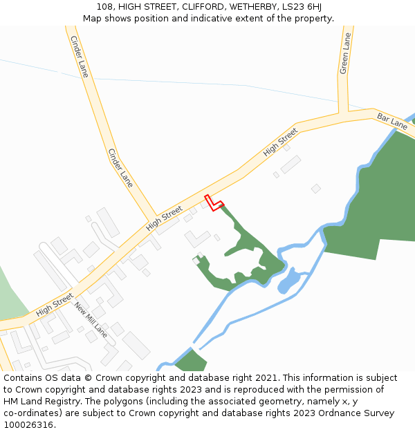 108, HIGH STREET, CLIFFORD, WETHERBY, LS23 6HJ: Location map and indicative extent of plot