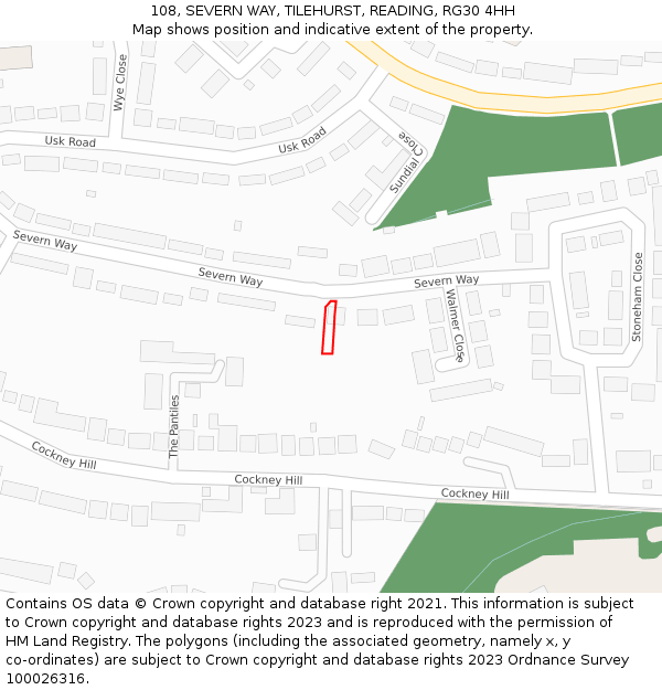 108, SEVERN WAY, TILEHURST, READING, RG30 4HH: Location map and indicative extent of plot