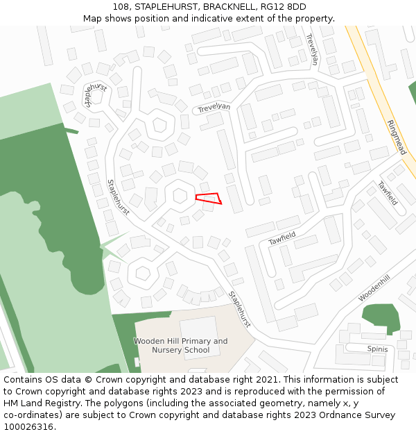 108, STAPLEHURST, BRACKNELL, RG12 8DD: Location map and indicative extent of plot