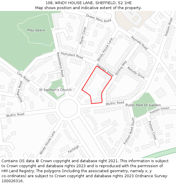 108, WINDY HOUSE LANE, SHEFFIELD, S2 1HE: Location map and indicative extent of plot