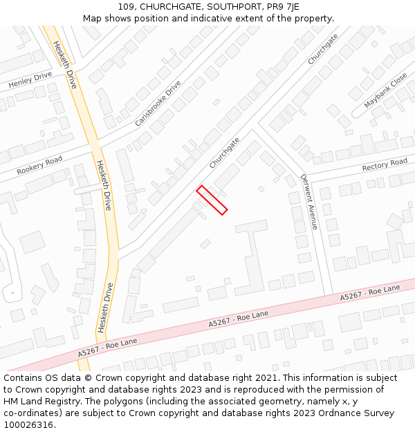 109, CHURCHGATE, SOUTHPORT, PR9 7JE: Location map and indicative extent of plot