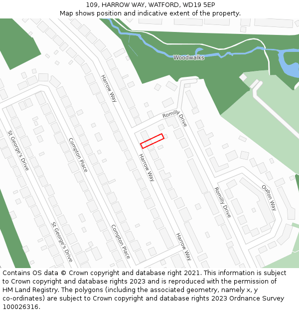 109, HARROW WAY, WATFORD, WD19 5EP: Location map and indicative extent of plot