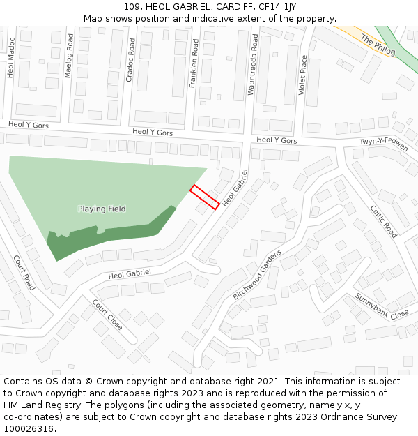 109, HEOL GABRIEL, CARDIFF, CF14 1JY: Location map and indicative extent of plot