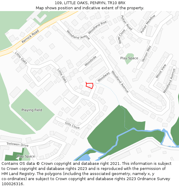 109, LITTLE OAKS, PENRYN, TR10 8RX: Location map and indicative extent of plot