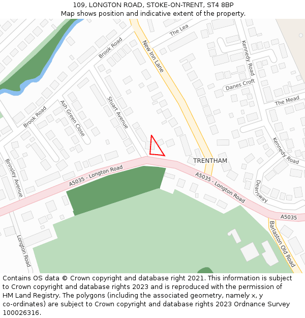 109, LONGTON ROAD, STOKE-ON-TRENT, ST4 8BP: Location map and indicative extent of plot