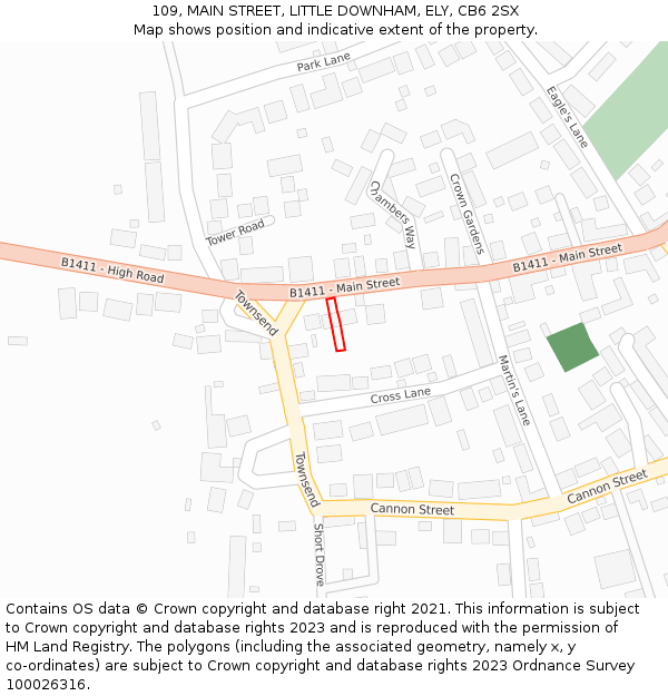 109, MAIN STREET, LITTLE DOWNHAM, ELY, CB6 2SX: Location map and indicative extent of plot