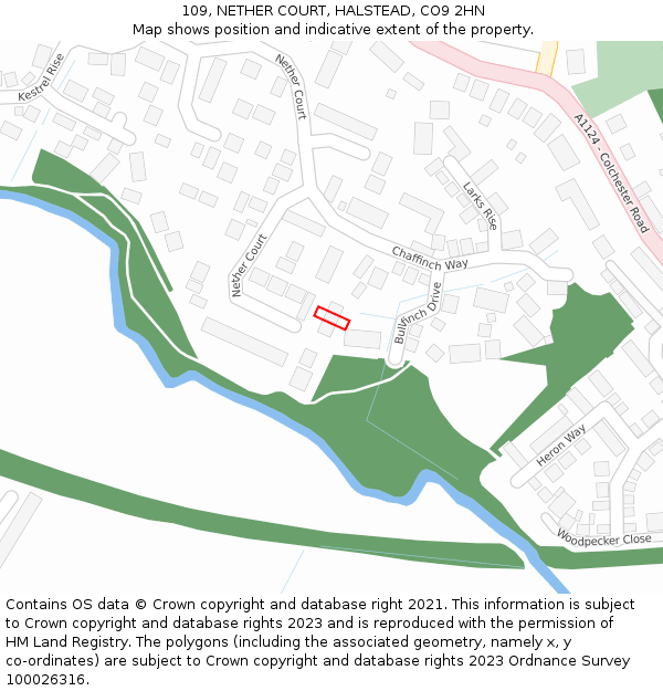 109, NETHER COURT, HALSTEAD, CO9 2HN: Location map and indicative extent of plot