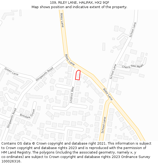 109, RILEY LANE, HALIFAX, HX2 9QF: Location map and indicative extent of plot