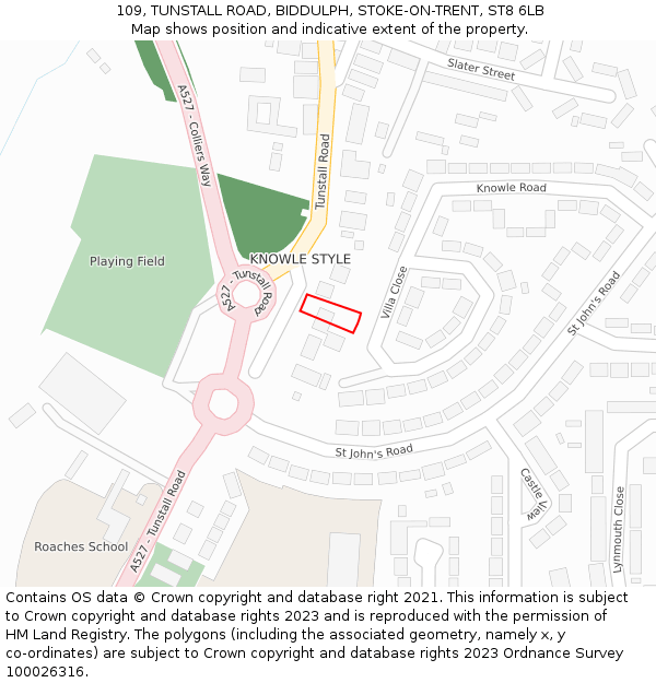 109, TUNSTALL ROAD, BIDDULPH, STOKE-ON-TRENT, ST8 6LB: Location map and indicative extent of plot