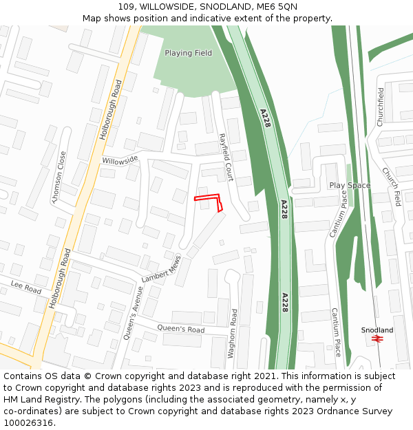 109, WILLOWSIDE, SNODLAND, ME6 5QN: Location map and indicative extent of plot