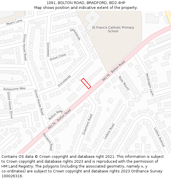 1091, BOLTON ROAD, BRADFORD, BD2 4HP: Location map and indicative extent of plot