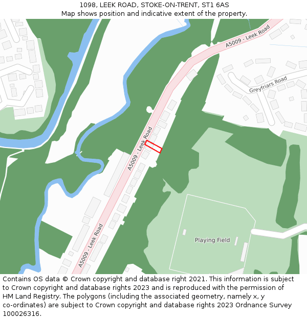 1098, LEEK ROAD, STOKE-ON-TRENT, ST1 6AS: Location map and indicative extent of plot