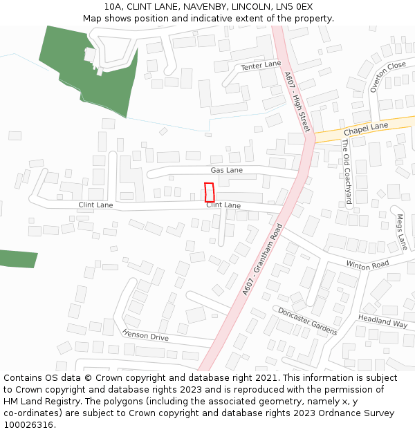 10A, CLINT LANE, NAVENBY, LINCOLN, LN5 0EX: Location map and indicative extent of plot