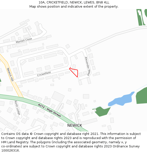 10A, CRICKETFIELD, NEWICK, LEWES, BN8 4LL: Location map and indicative extent of plot