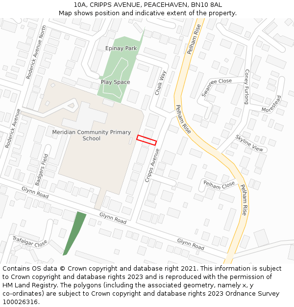 10A, CRIPPS AVENUE, PEACEHAVEN, BN10 8AL: Location map and indicative extent of plot