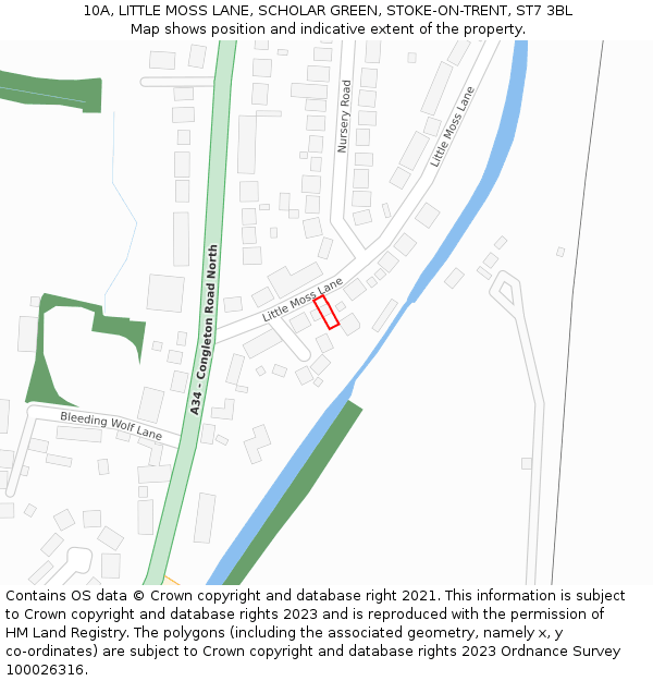 10A, LITTLE MOSS LANE, SCHOLAR GREEN, STOKE-ON-TRENT, ST7 3BL: Location map and indicative extent of plot