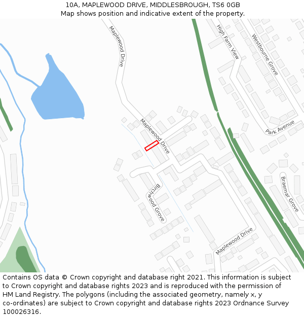 10A, MAPLEWOOD DRIVE, MIDDLESBROUGH, TS6 0GB: Location map and indicative extent of plot