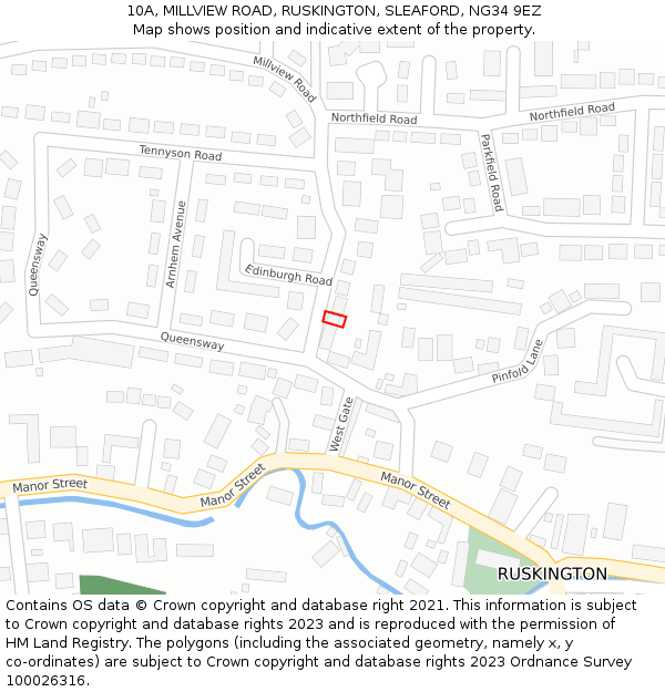 10A, MILLVIEW ROAD, RUSKINGTON, SLEAFORD, NG34 9EZ: Location map and indicative extent of plot