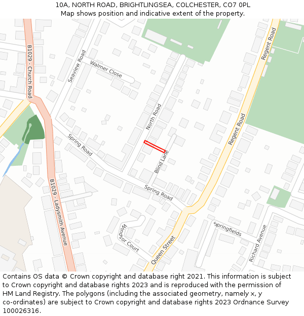 10A, NORTH ROAD, BRIGHTLINGSEA, COLCHESTER, CO7 0PL: Location map and indicative extent of plot