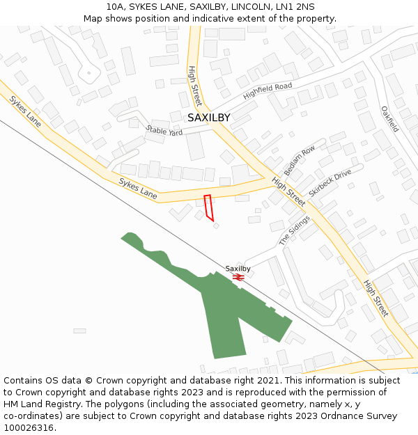 10A, SYKES LANE, SAXILBY, LINCOLN, LN1 2NS: Location map and indicative extent of plot