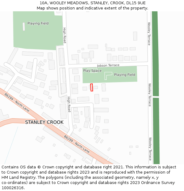 10A, WOOLEY MEADOWS, STANLEY, CROOK, DL15 9UE: Location map and indicative extent of plot