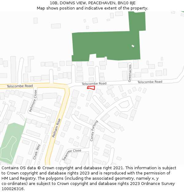 10B, DOWNS VIEW, PEACEHAVEN, BN10 8JE: Location map and indicative extent of plot