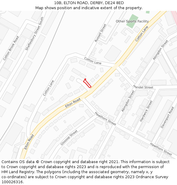 10B, ELTON ROAD, DERBY, DE24 8ED: Location map and indicative extent of plot
