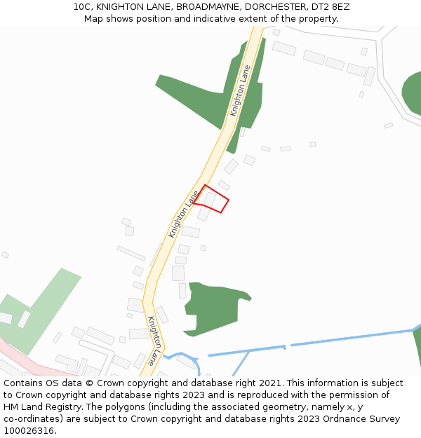 10C, KNIGHTON LANE, BROADMAYNE, DORCHESTER, DT2 8EZ: Location map and indicative extent of plot