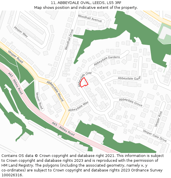 11, ABBEYDALE OVAL, LEEDS, LS5 3RF: Location map and indicative extent of plot