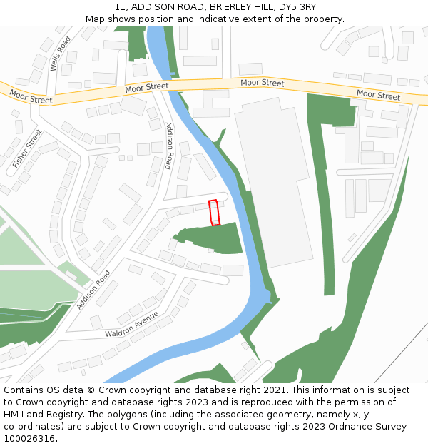 11, ADDISON ROAD, BRIERLEY HILL, DY5 3RY: Location map and indicative extent of plot