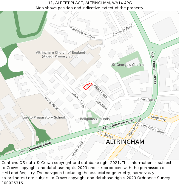 11, ALBERT PLACE, ALTRINCHAM, WA14 4PG: Location map and indicative extent of plot