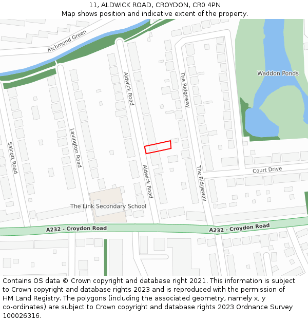 11, ALDWICK ROAD, CROYDON, CR0 4PN: Location map and indicative extent of plot