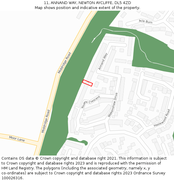 11, ANNAND WAY, NEWTON AYCLIFFE, DL5 4ZD: Location map and indicative extent of plot