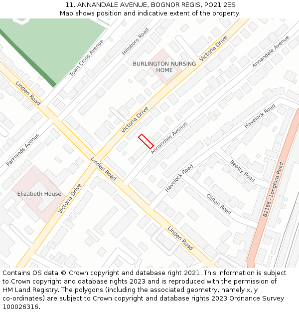 11, ANNANDALE AVENUE, BOGNOR REGIS, PO21 2ES: Location map and indicative extent of plot