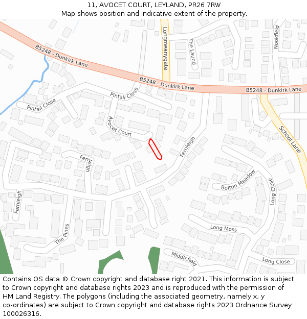 11, AVOCET COURT, LEYLAND, PR26 7RW: Location map and indicative extent of plot