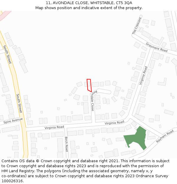 11, AVONDALE CLOSE, WHITSTABLE, CT5 3QA: Location map and indicative extent of plot