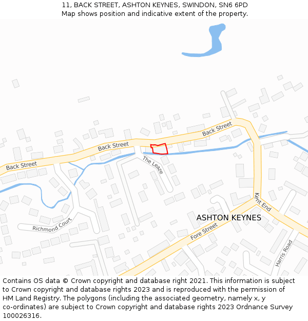 11, BACK STREET, ASHTON KEYNES, SWINDON, SN6 6PD: Location map and indicative extent of plot