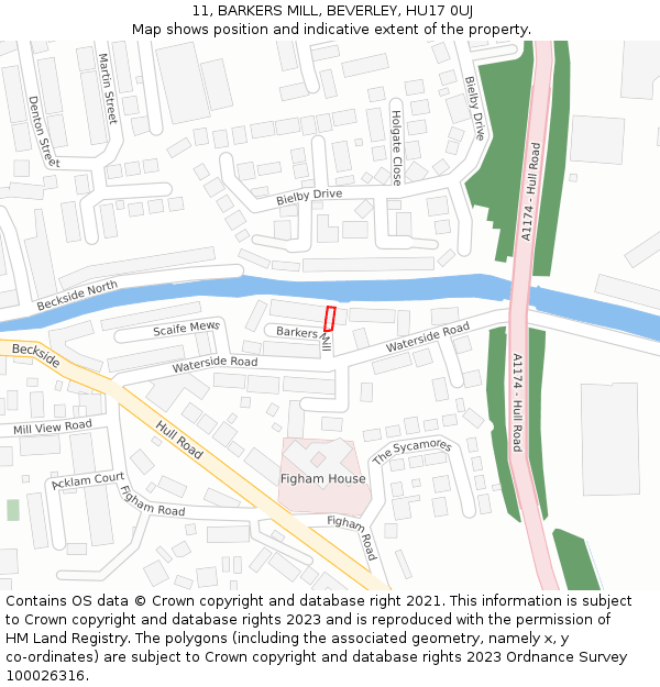 11, BARKERS MILL, BEVERLEY, HU17 0UJ: Location map and indicative extent of plot