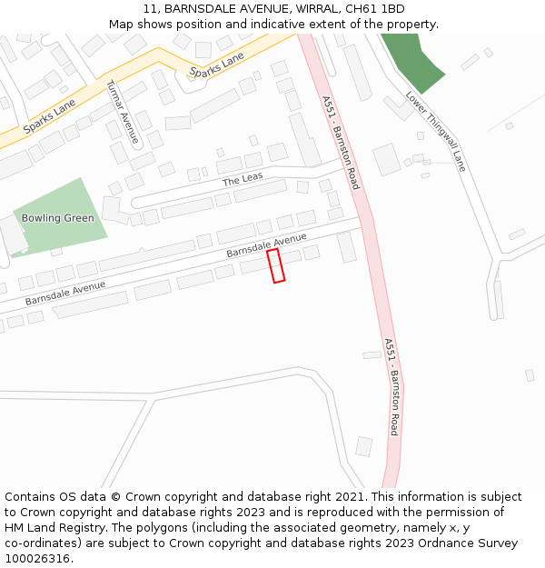 11, BARNSDALE AVENUE, WIRRAL, CH61 1BD: Location map and indicative extent of plot