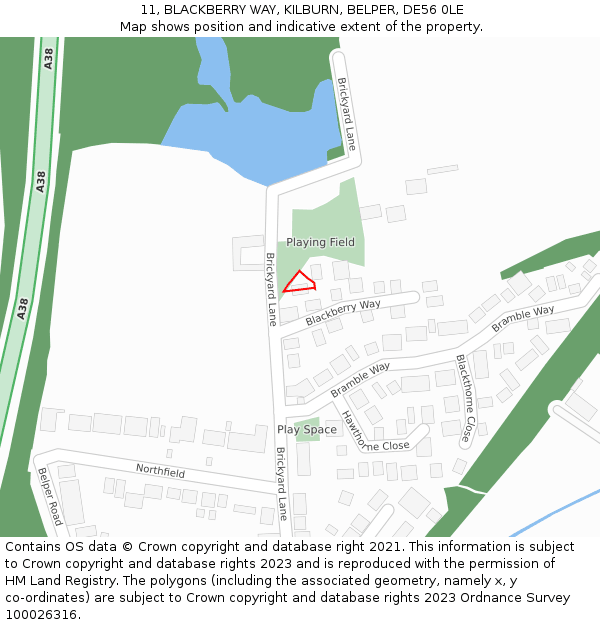 11, BLACKBERRY WAY, KILBURN, BELPER, DE56 0LE: Location map and indicative extent of plot