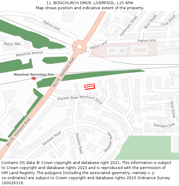 11, BONCHURCH DRIVE, LIVERPOOL, L15 4PW: Location map and indicative extent of plot