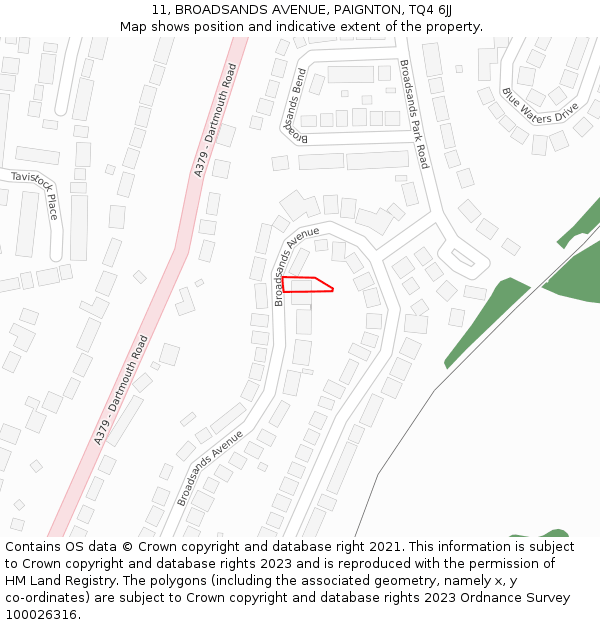 11, BROADSANDS AVENUE, PAIGNTON, TQ4 6JJ: Location map and indicative extent of plot