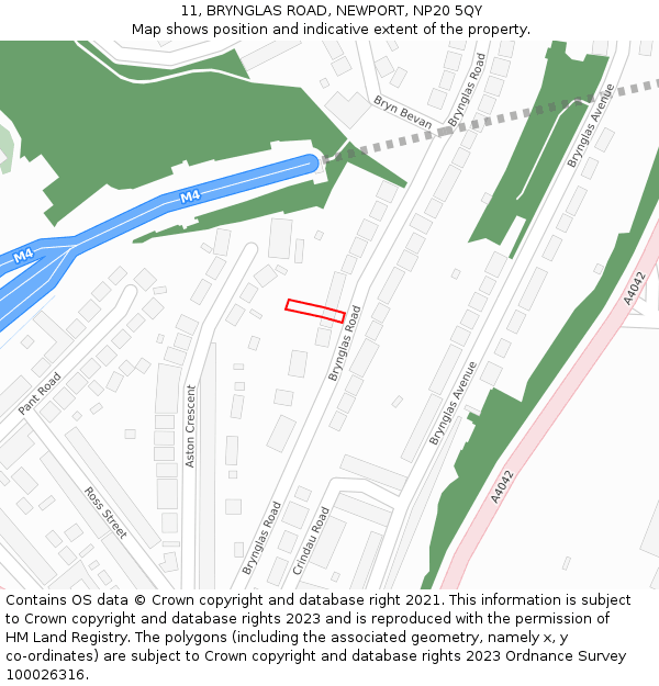 11, BRYNGLAS ROAD, NEWPORT, NP20 5QY: Location map and indicative extent of plot