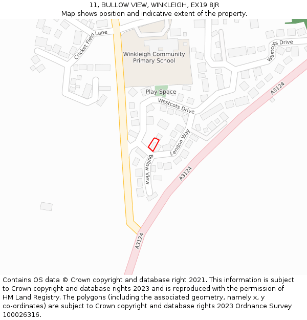 11, BULLOW VIEW, WINKLEIGH, EX19 8JR: Location map and indicative extent of plot