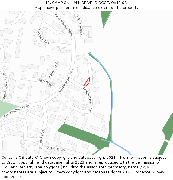 11, CAMPION HALL DRIVE, DIDCOT, OX11 9RL: Location map and indicative extent of plot