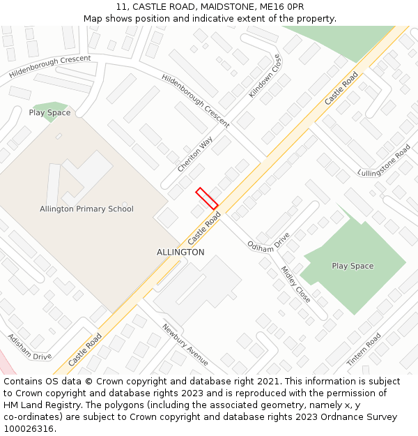 11, CASTLE ROAD, MAIDSTONE, ME16 0PR: Location map and indicative extent of plot